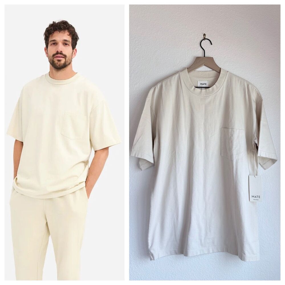 MATE the Label Men's Organic Heavyweight Relax Tee in Bone NWT Size Small
